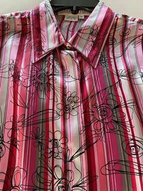 Vintage Starington Long Sleeve Silk Floral Shirt Size 14